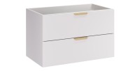 Meuble sous vasque OSTER blanc et poignées aspect chêne clair 80cm
