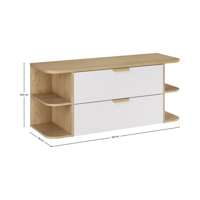 Conjunto de baño suspendido OSTER 120cm: muebles bajo lavabo con cajones y nichos visibles + encimera para lavabo