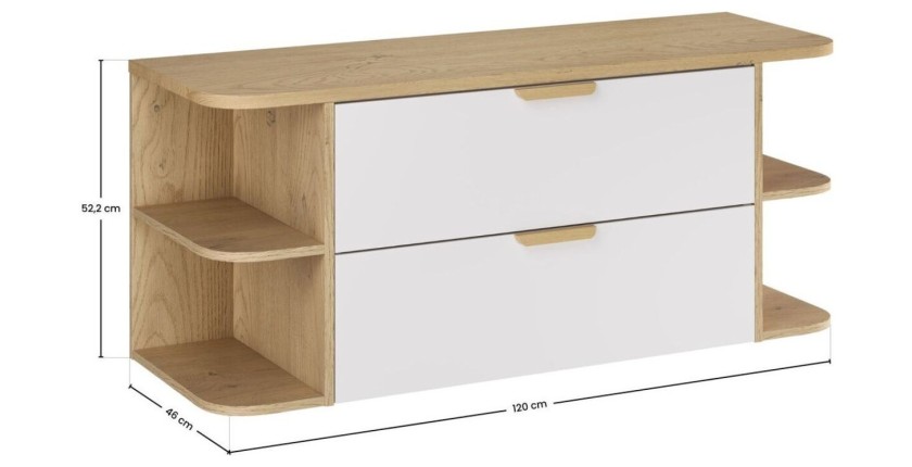 Wandhängendes Badezimmer-Set OSTER 120cm: Unterschränke mit Schubladen und offenen Fächern + Waschtischplatte