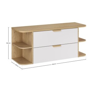 Wandhängendes Badezimmer-Set OSTER 120cm: Unterschränke mit Schubladen und offenen Fächern + Waschtischplatte