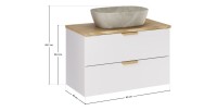 Zwevende badkamerset OSTER 80cm: onderkast met lades + schuin werkblad voor wastafel + opzetwastafel