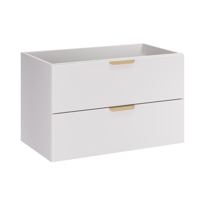 Meuble sous vasque OSTER blanc et poignées aspect chêne clair 80cm