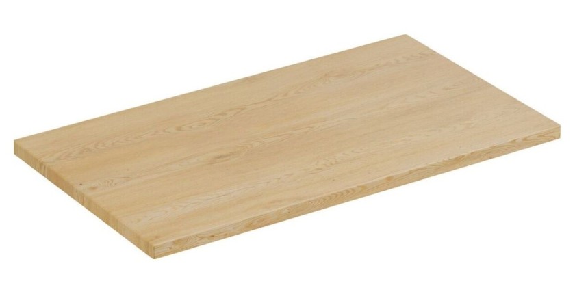 Zwevende badkamerset OSTER 80cm: witte onderkast met laden + licht eikenhouten blad voor wastafel