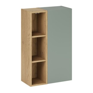 Ensemble OSTER vert et chêne clair : meubles de rangement avec porte et 3 niches visibles