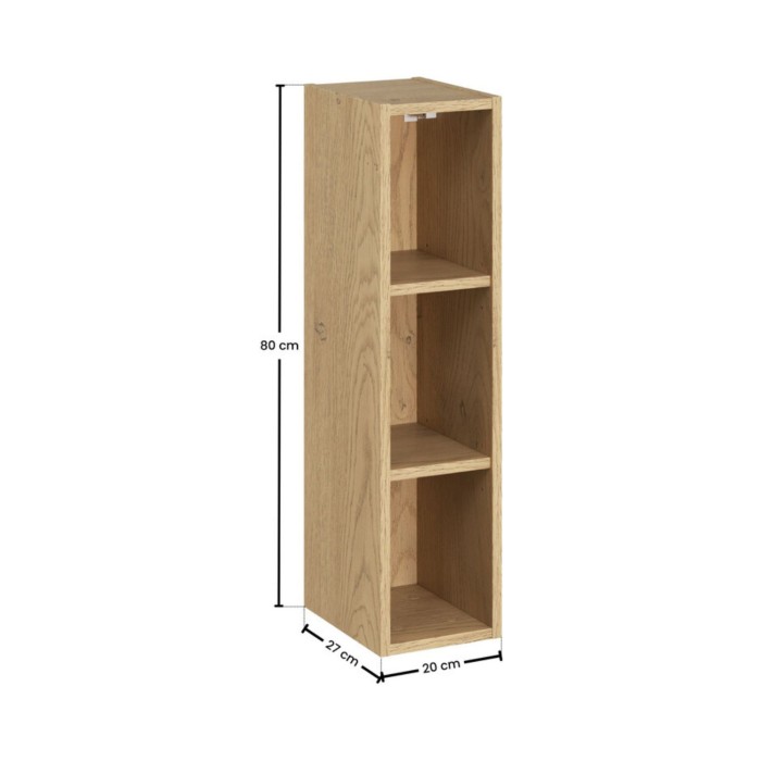 Mobili modulari da parete OSTER 50cm – mobili sospesi verde salvia 1 porta e 6 nicchie visibili effetto rovere chiaro