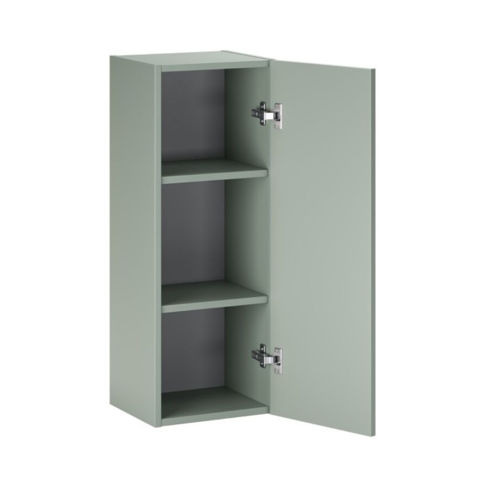 Mobili modulari da parete OSTER 50cm – mobili sospesi verde salvia 1 porta e 6 nicchie visibili effetto rovere chiaro
