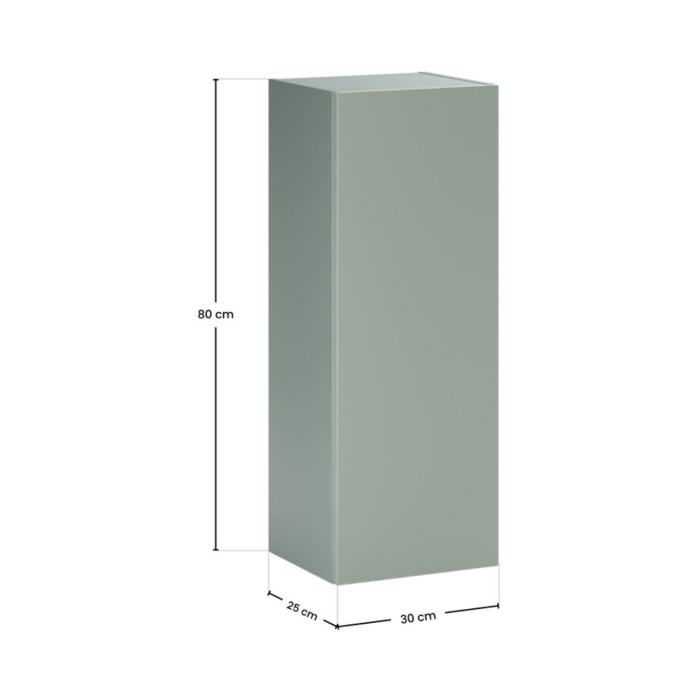 Mobili modulari da parete OSTER 50cm – mobili sospesi verde salvia 1 porta e 6 nicchie visibili effetto rovere chiaro