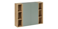 Ensemble OSTER vert et chêne clair : rangements suspendus 2 portes et 6 niches visibles configuration 2