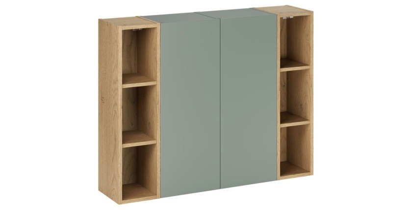 Ensemble OSTER vert et chêne clair : rangements suspendus 2 portes et 6 niches visibles configuration 2