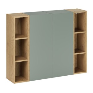 Ensemble OSTER vert et chêne clair : rangements suspendus 2 portes et 6 niches visibles configuration 2