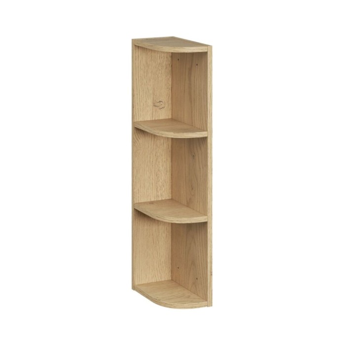 Mueble de almacenamiento OSTER 45cm – mueble colgante verde salvia 1 puerta y 3 nichos visibles redondeados aspecto roble claro