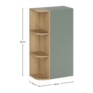 Ensemble OSTER vert et chêne clair : rangements suspendus 1 porte et 3 niches visibles arrondies dimensions