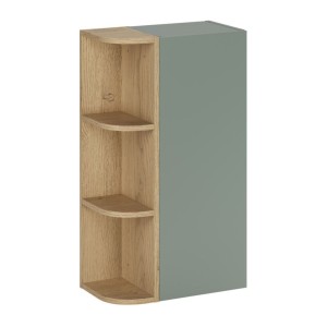Ensemble OSTER vert et chêne clair : rangements suspendus 1 porte et 3 niches visibles arrondies