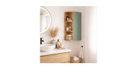 Ensemble OSTER vert et chêne clair : rangements suspendus 1 porte et 3 niches visibles arrondies mis en situation