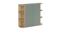 Ensemble OSTER vert et chêne clair : rangements suspendus 2 portes et 6 niches visibles arrondies configuration 2