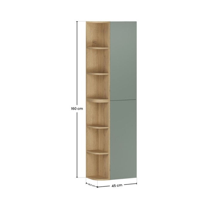 Muebles de almacenamiento modulares OSTER 45cm – muebles colgantes verde salvia 1 puerta y 6 nichos redondeados aspecto roble cl