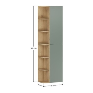 Ensemble OSTER vert et chêne clair : rangements suspendus 2 portes et 6 niches visibles arrondies dimensions