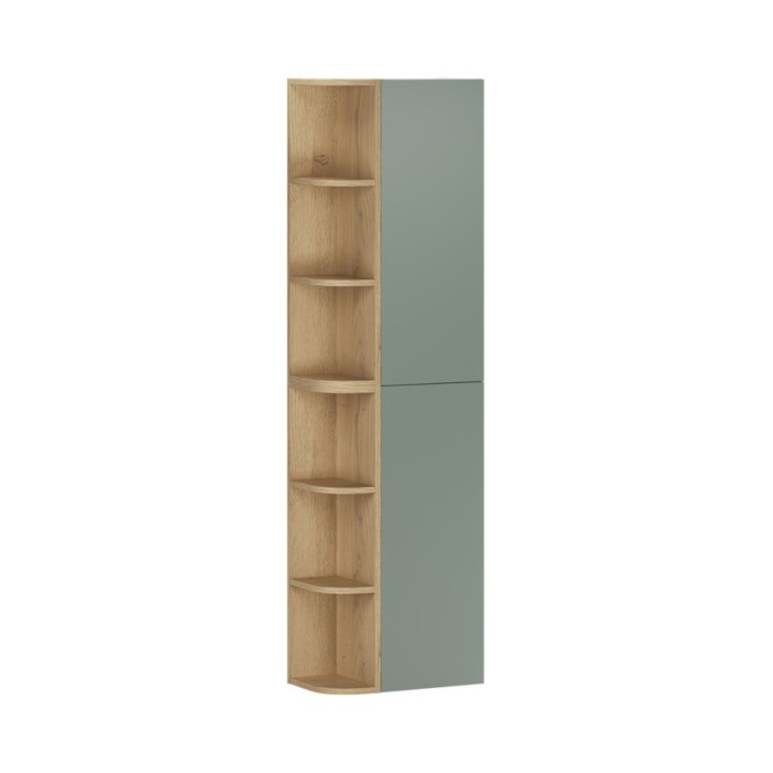 Muebles de almacenamiento modulares OSTER 45cm – muebles colgantes verde salvia 1 puerta y 6 nichos redondeados aspecto roble cl