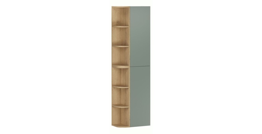 Ensemble OSTER vert et chêne clair : rangements suspendus 2 portes et 6 niches visibles arrondies