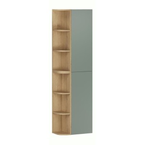 Ensemble OSTER vert et chêne clair : rangements suspendus 2 portes et 6 niches visibles arrondies