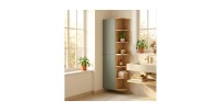 Ensemble OSTER vert et chêne clair : rangements suspendus 2 portes et 6 niches visibles arrondies mis en situation