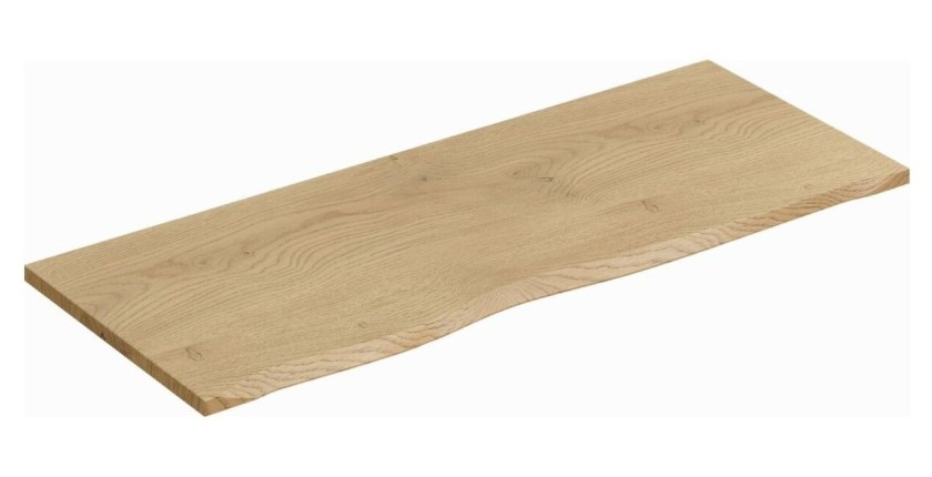 Plan pour vasque aspect chêne clair biseauté 120cm vu de côté