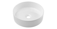Vasque à poser ronde en céramique blanche rainurée verticalement