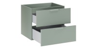 Meuble sous vasque à tiroirs vert sauge OSTER 60cm ouvert