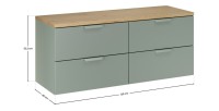 Ensemble OSTER vert et chêne clair 120cm : meubles sous vasque à tiroirs et plan pour vasque dimensions