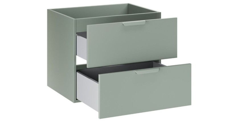Meuble sous vasque à tiroirs vert sauge OSTER 60cm ouvert