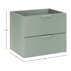 Meuble sous vasque à tiroirs vert sauge OSTER 60cm dimensions