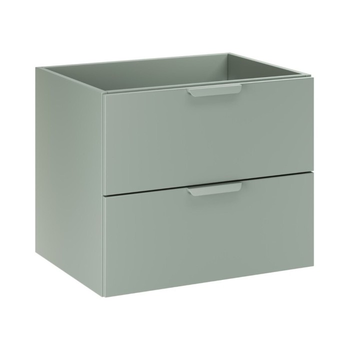 Insieme OSTER 100cm: mobile sottolavabo con cassetti verde salvia e nicchie a vista + piano per lavabo effetto rovere chiaro