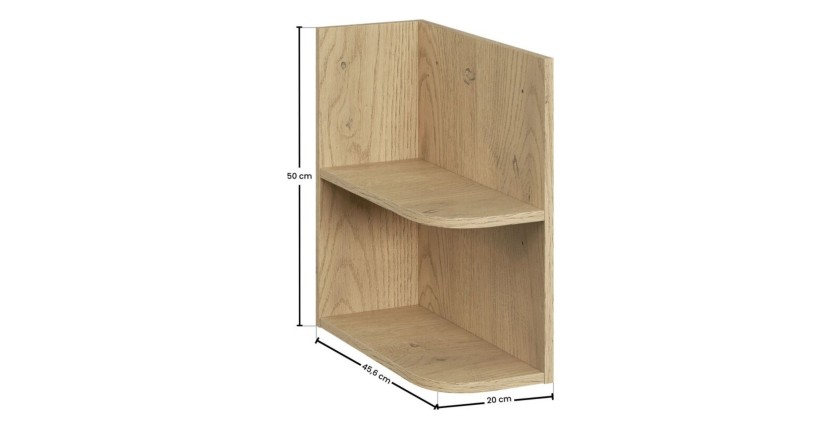 Meuble sous vasque avec niches visibles arrondies aspect chêne clair OSTER dimensions