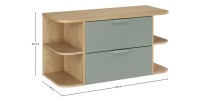 Ensemble OSTER vert et chêne clair 100cm : meuble sous vasque, niches visibles et plan pour vasque dimensions