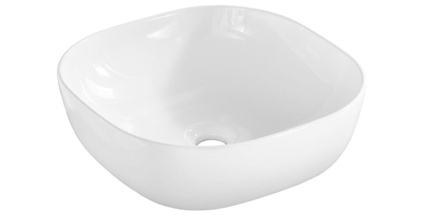 Vasque à poser carrée en céramique blanche