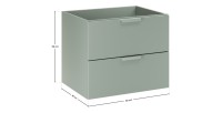 Ensemble de salle de bain suspendu OSTER 60cm : meuble sous vasque à tiroirs vert sauge + plan pour vasque aspect chêne clair