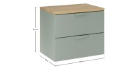 Ensemble OSTER vert et chêne clair 60cm : meuble sous vasque à tiroirs et plan pour vasque dimensions