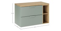 Ensemble OSTER vert et chêne clair 80cm : meuble sous vasque, niches visibles et plan pour vasque dimensions