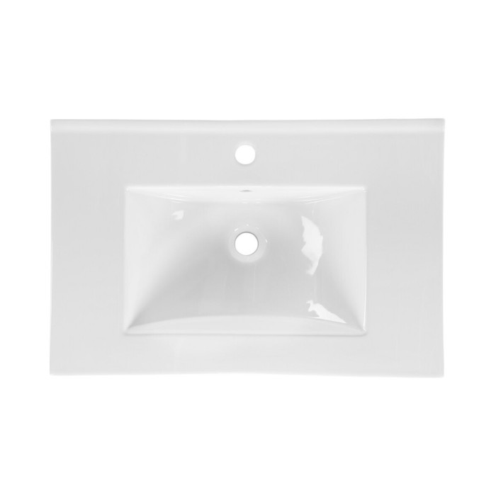Conjunto de baño suspendido OSTER 60cm: mueble bajo lavabo con cajones en verde salvia + lavabo empotrado blanco