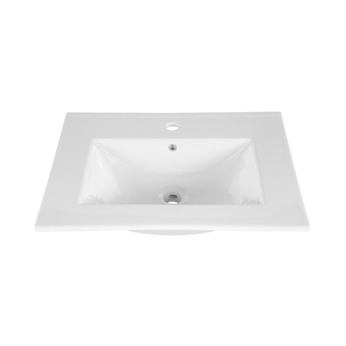 Conjunto de baño suspendido OSTER 60cm: mueble bajo lavabo con cajones en verde salvia + lavabo empotrado blanco