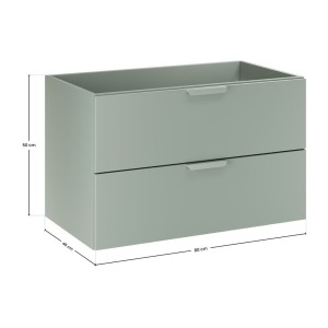 Meuble sous vasque à tiroirs vert sauge OSTER 80cm dimensions