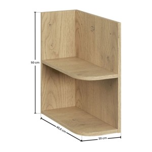 OSTER set 120cm: meubel onder wastafel met lades in saliegroen en zichtbare afgeronde nissen + blad voor wastafel in licht eiken