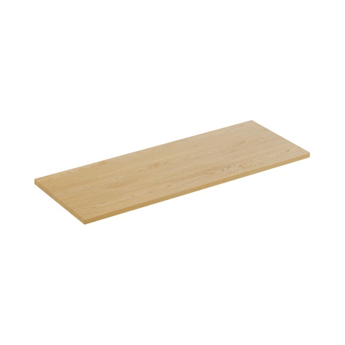 Insieme OSTER 120cm: mobile sottolavabo con cassetti verde salvia e nicchie a vista + piano per lavabo effetto rovere chiaro