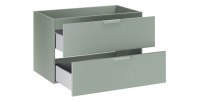 Meuble sous vasque à tiroirs vert sauge OSTER 80cm ouvert