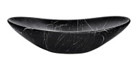 Vasque à poser ovale en céramique noire marbrée de blanc