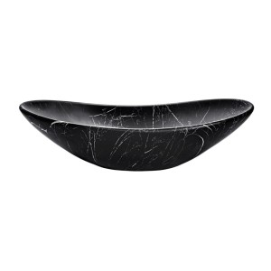 Vasque à poser ovale en céramique noire marbrée de blanc