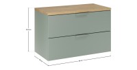 Ensemble OSTER vert et chêne 80cm : meuble sous vasque à tiroirs et plan pour vasque dimensions