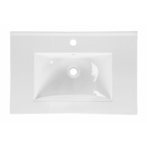 Vasque à encastrer en céramique blanche 80cm vu de haut