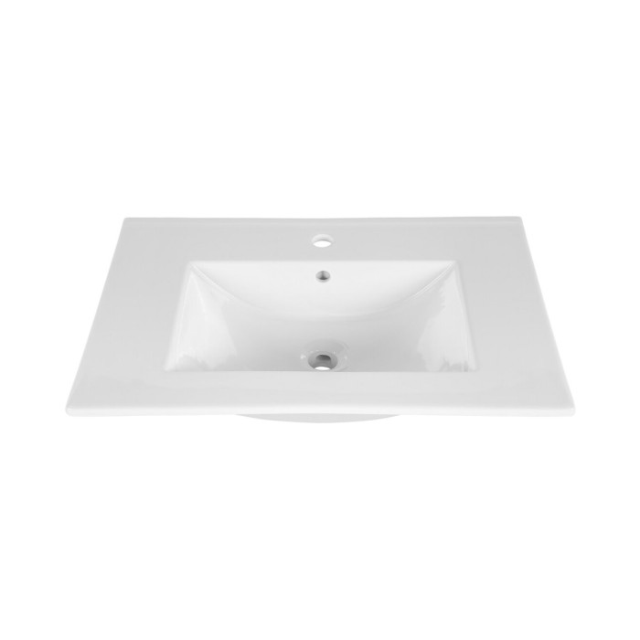 Conjunto de baño suspendido OSTER 80cm: mueble bajo lavabo con cajones en verde salvia + lavabo empotrado blanco