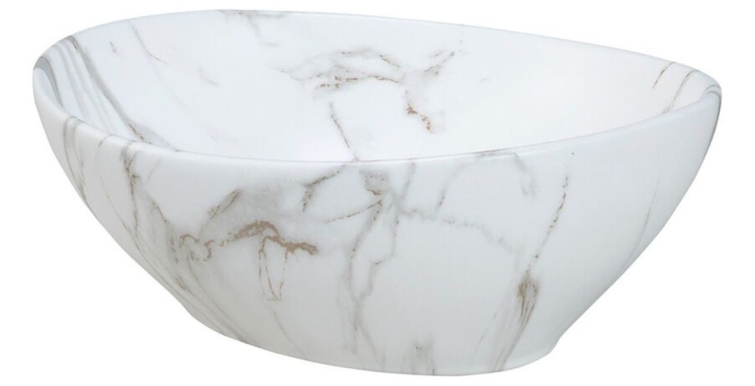 Vasque à poser en céramique blanche effet marbrée